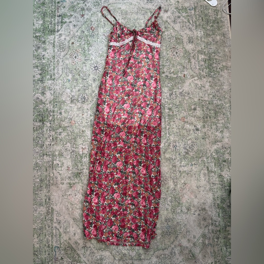SHEIN Red Floral Maxi Dress